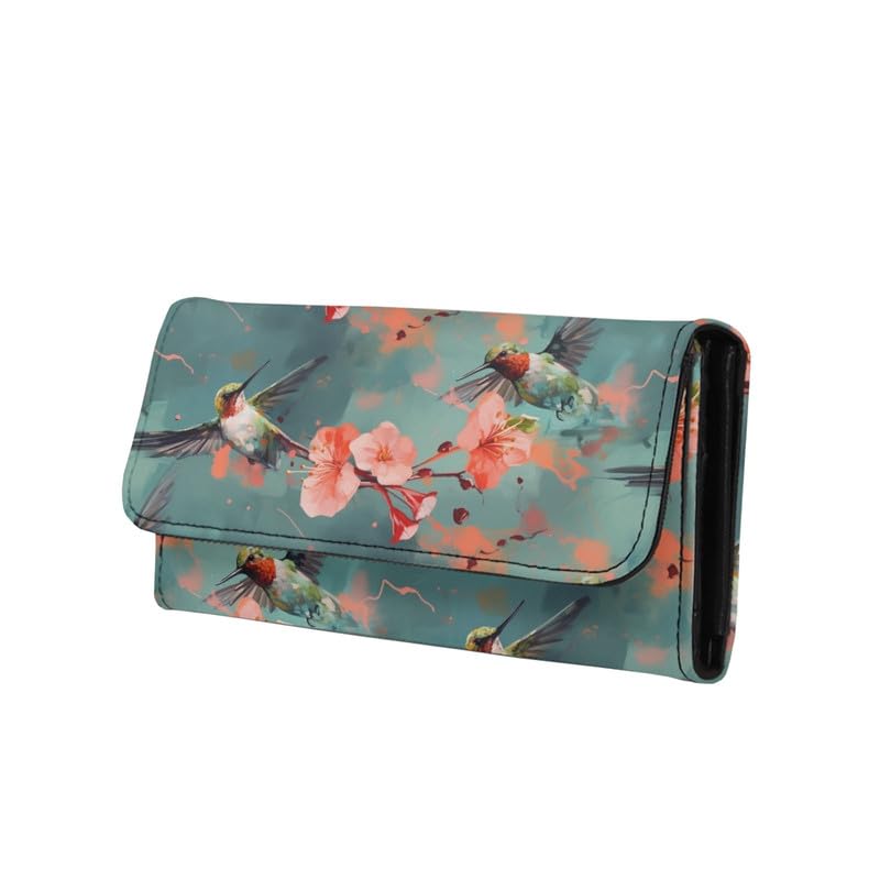 HOTTie Dye Color Slim Long Wallet for Women Hippie Style Colorful Zipper Coin Purse Card Holder, Tie-dye Rainbow Extra Capacity PU Leather Checkbook Wallet with ID Window