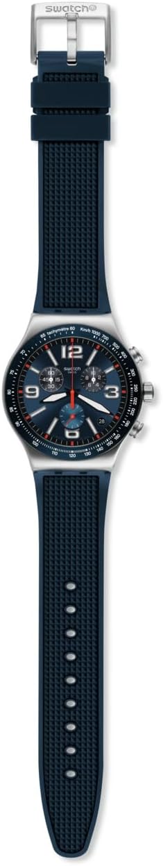 HOTSwatch I New Chrono Unisex Watch Dress Stainless Steel Blue Quartz Waterproof Blue Grid