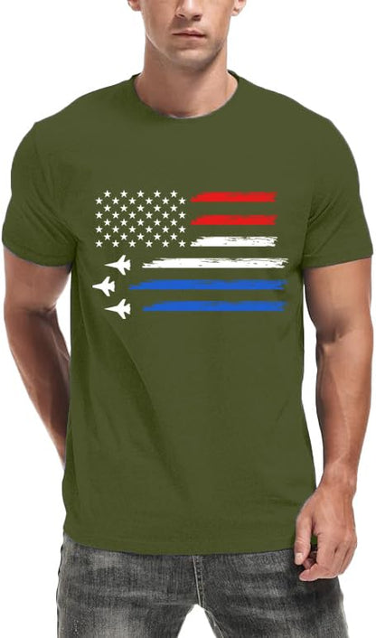 HOTMens Air Force Patriotic Shirts American Flag T-Shirt 4th of July Short Sleeve USA Memorial Day Tee Tops