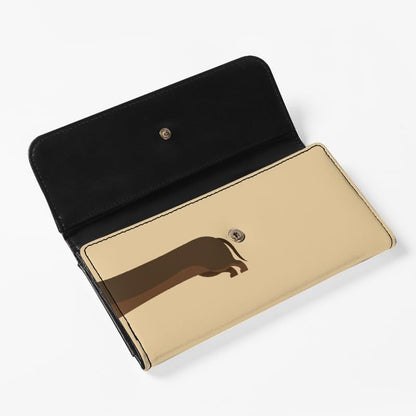 HOTDachshund Dog Beige PU Leather Trifold Wallets for Women Money Manager Cartoon Puppy Dog Funny Womens Leather Wallets Tall Billfold Cash Wallet
