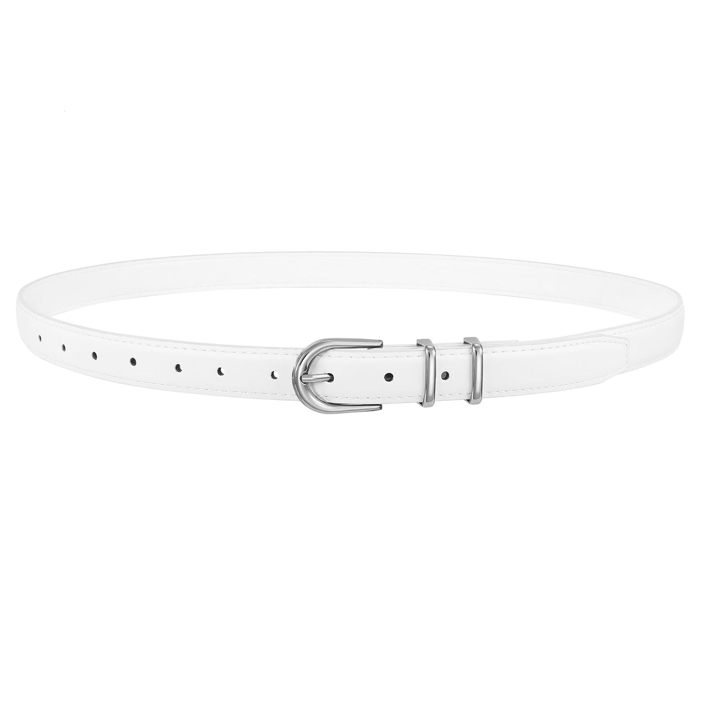 HOTJASGOOD Women Skinny Leather Belt for Jeans Pants Fashion Ladies Thin Belt for Dress with Gold Single Prong Buckle
