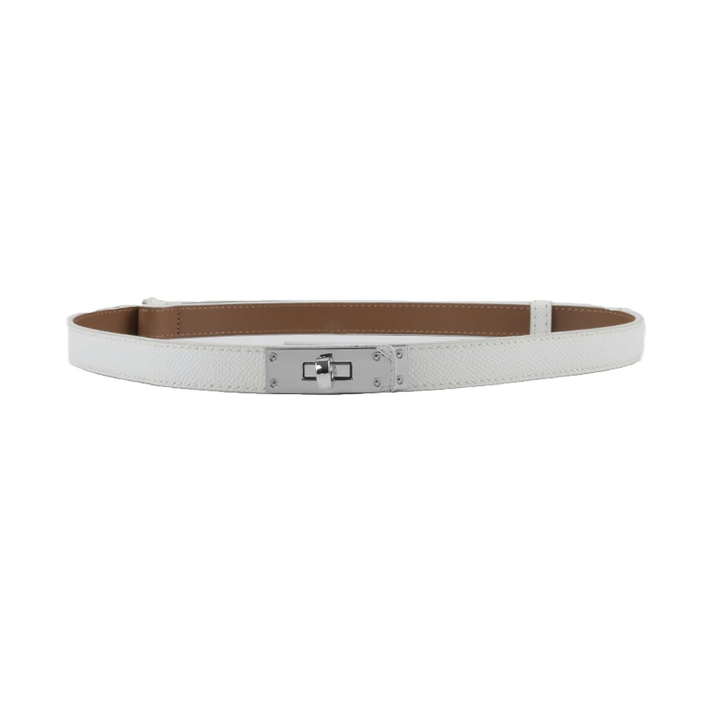 HOTFENLDY Adjustable Thin Belts For Womens Skinny Belts For Dresses Womens Solid Color Alloy Turn Lock Belts For Jeans