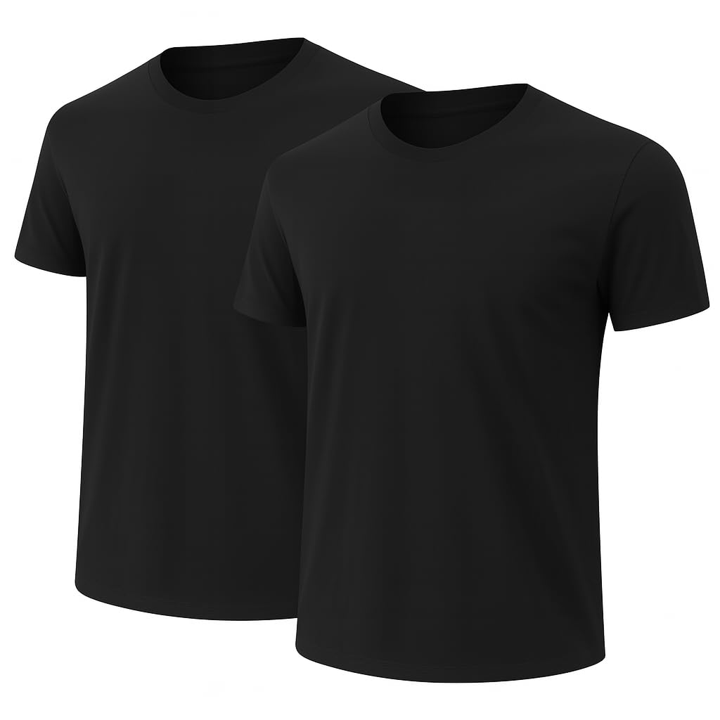 HOT6-Pack Bulk Men’s T-Shirts – Soft Pre-Shrunk Premium Cotton, Short Sleeves, Reinforced Collar, Crew Neck, Casual Fit