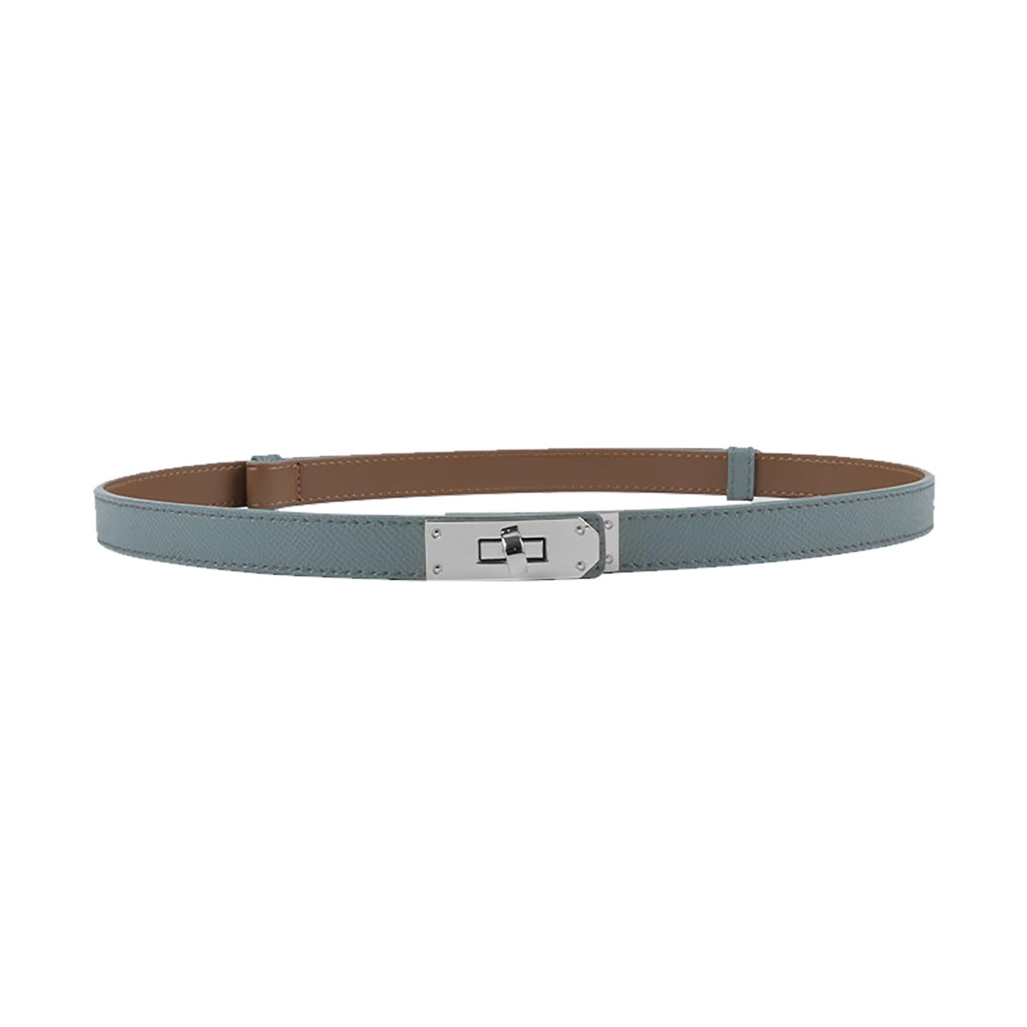 HOTANHAISHUILV Women's Skinny Leather Belt with Adjustable Golden Turn-Lock Buckle - Ideal for Dresses, Jeans, and Coats