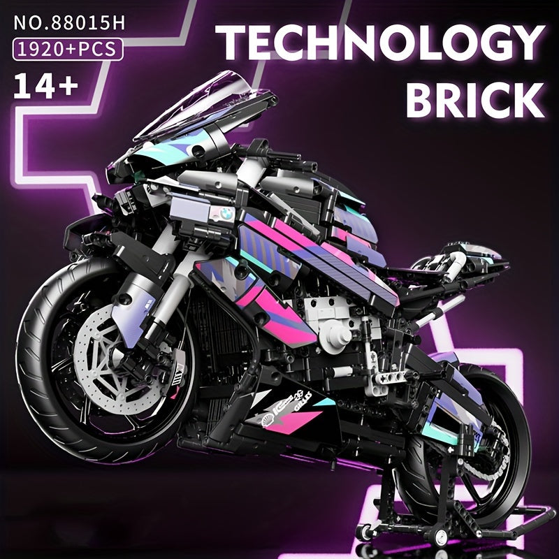 1920pcs Speed Technical Cyberpunk Motorcycle Building Blocks, Super Speed Racing Car 42130 Model, Vehicle Bricks, Halloween Christmas Gifts,