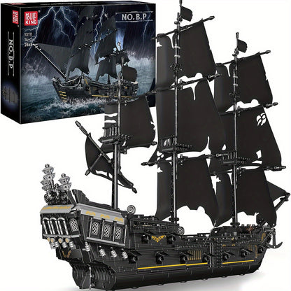 2868pcs Black Pirate Ship Building Blocks for Adults - Educational DIY Toy and Holiday Gift