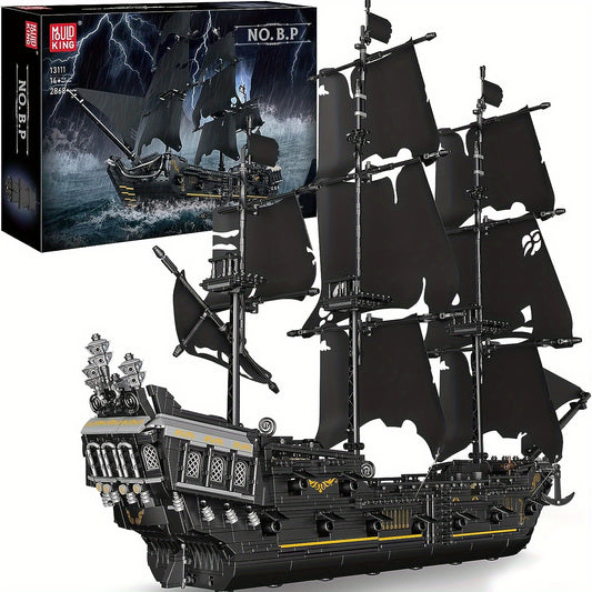 2868pcs Black Pirate Ship Building Blocks for Adults - Educational DIY Toy and Holiday Gift