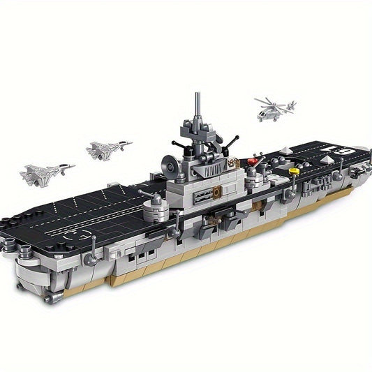 Classic Aircraft Carrier Building Blocks, Vintage Boat Toys, Locomotive Assembly Set Ornaments, DIY Christmas Birthday Gifts