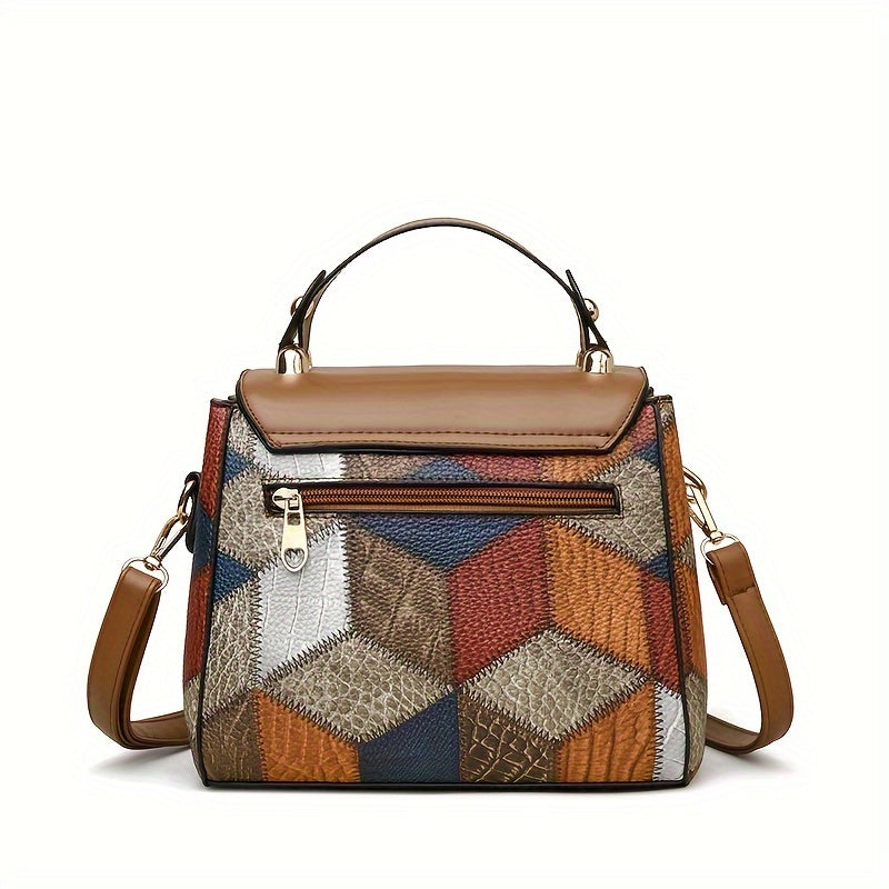 today's deals，No middlemen to make the difference! Retro Geometric Pattern Handbag, Fashion Mini Crossbody Bag, Women's Buckle Decor Shoulder Purse