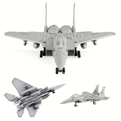 223pcs Military Fighter Classic Eagle Fighter Small Splicing Puzzle Building Blocks, Children's Collection Toys