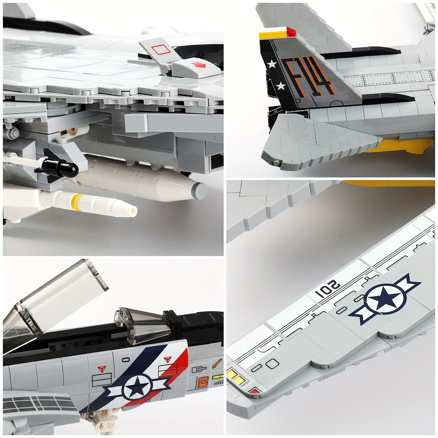 F-14 Jet Fighter Plane Tomcat Military Building Set for Adult, 1:34 Army Model Jet Fighter Plane 1600 Pcs
