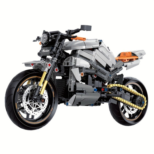 642pcs Building Blocks Motorcycle Model Kit for Kids - Classic Retro 1:8 Scale, Push-Operated DIY Toy, ABS Material, Ages 8-12