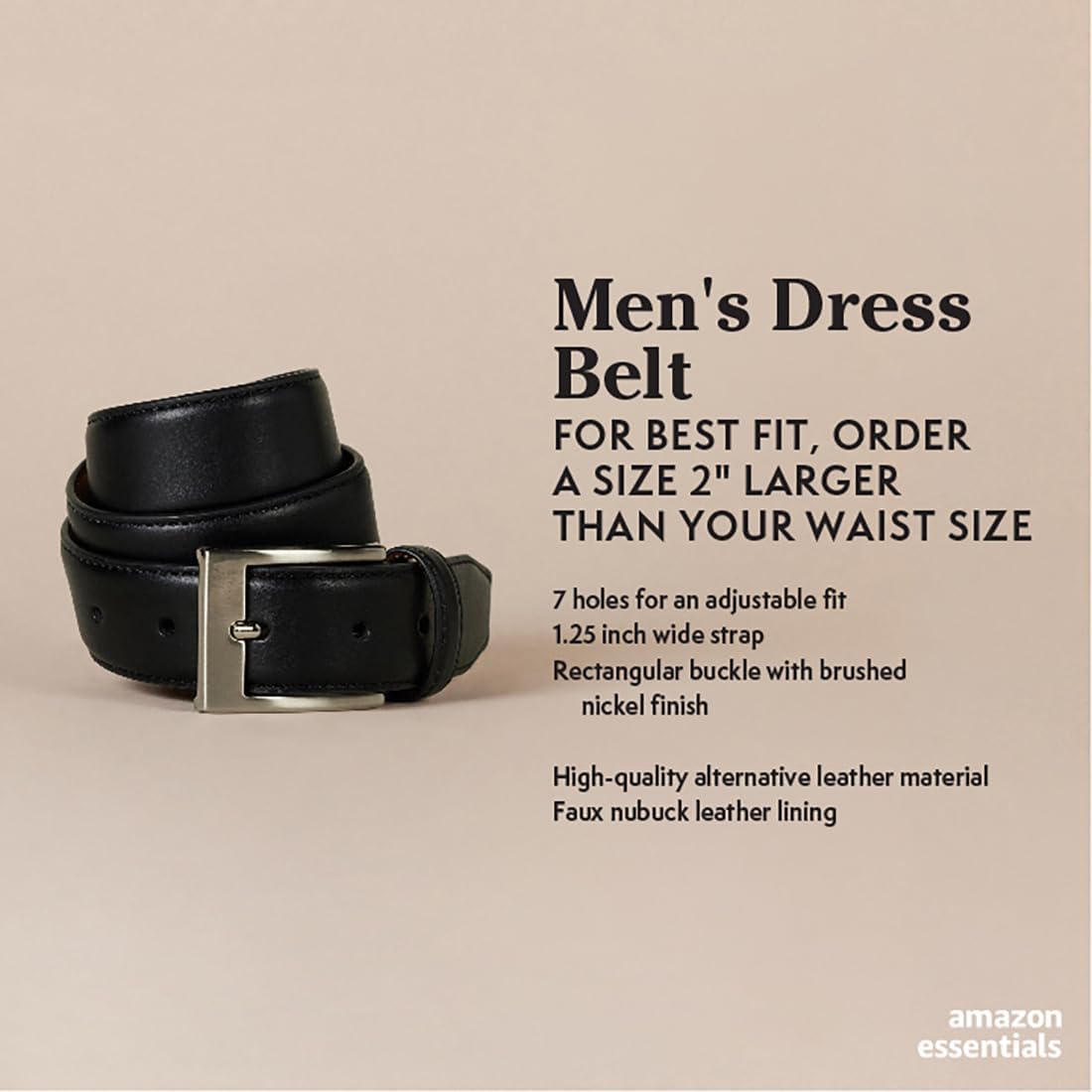 HOTAmazon Essentials Men's Leather Belt, Classic Style