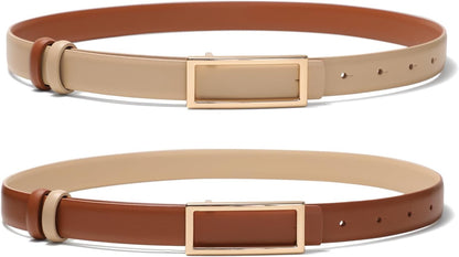 HOTYooAi Womens Belt Reversible Leather Belt Skinny Thin Fashion Designer Waist Belts for Jeans Pants Dresses