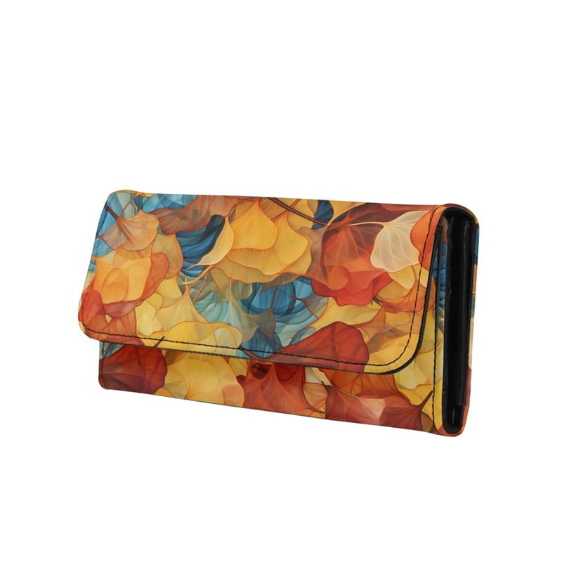HOTTie Dye Color Slim Long Wallet for Women Hippie Style Colorful Zipper Coin Purse Card Holder, Tie-dye Rainbow Extra Capacity PU Leather Checkbook Wallet with ID Window
