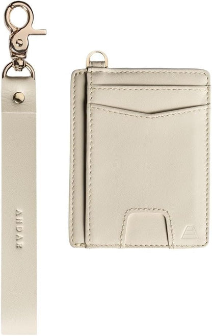 HOTAndar The Denner Beautiful Premium Slim Card Holder RFID Blocking Card Holder Wrislet Wallet for Women (Ivory)
