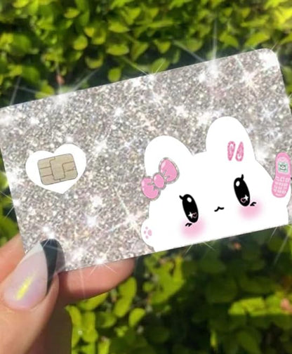 HOTExotixCard The Original Reflective Sticker Ultra Bling Debit - Credit Card Shiny Skin Removable Cover Especially Bright Back Information Card Cover Silver Heart ExotixLuv Luxury (Bow Pink Hot)