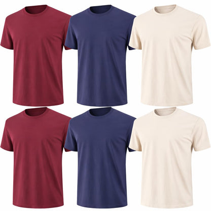 HOT6-Pack Bulk Men’s T-Shirts – Soft Pre-Shrunk Premium Cotton, Short Sleeves, Reinforced Collar, Crew Neck, Casual Fit