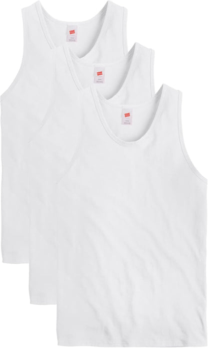 HOTHanes Men's Essentials Tank Top Pack, Midweight Cotton Tanks, Sleeveless Shirts, 3-Pack