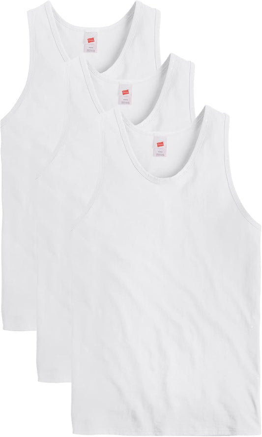 HOTHanes Men's Essentials Tank Top Pack, Midweight Cotton Tanks, Sleeveless Shirts, 3-Pack