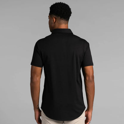 HOTBYLT Men's Drop-Cut Polo – Collared Casual Shirt for Men – Soft Polyester, Cotton, and Spandex Blend – Wrinkle Resistant