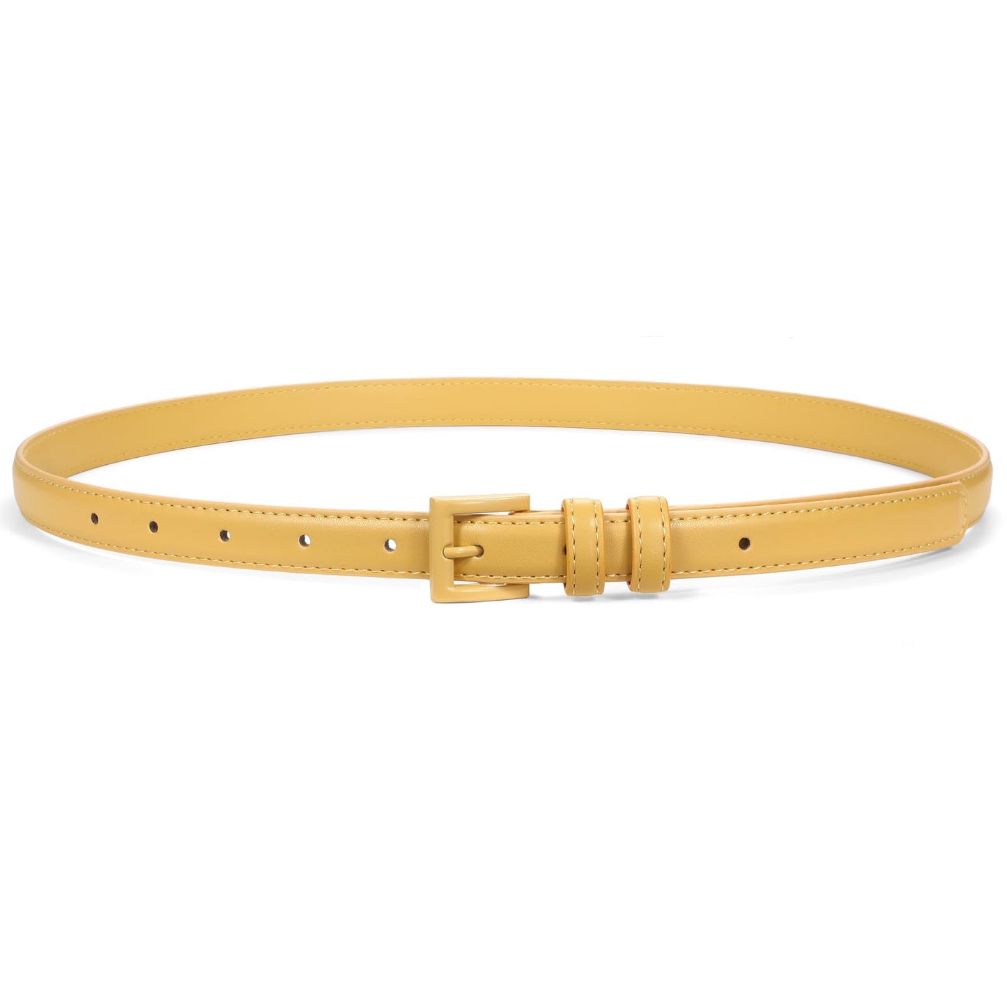 HOTSUOSDEY Women Skinny Belt for Jeans Dresses Candy Color Thin Waist Belt with Square Buckle 0.7" Width