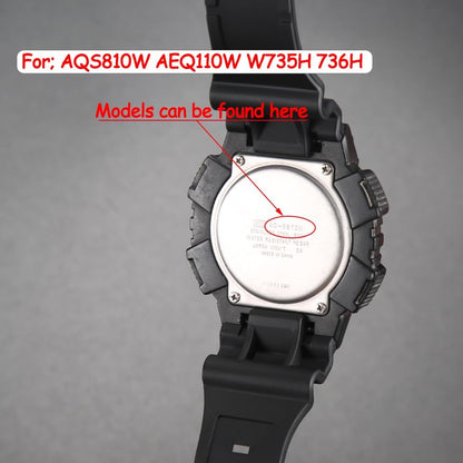 HOTReplacement Band Compatible with Casio W-735H AEQ110BW AEQ110W AQS-800W AQ-S810W Men's Watch Strap Black Resin Wristband With Metal buckle