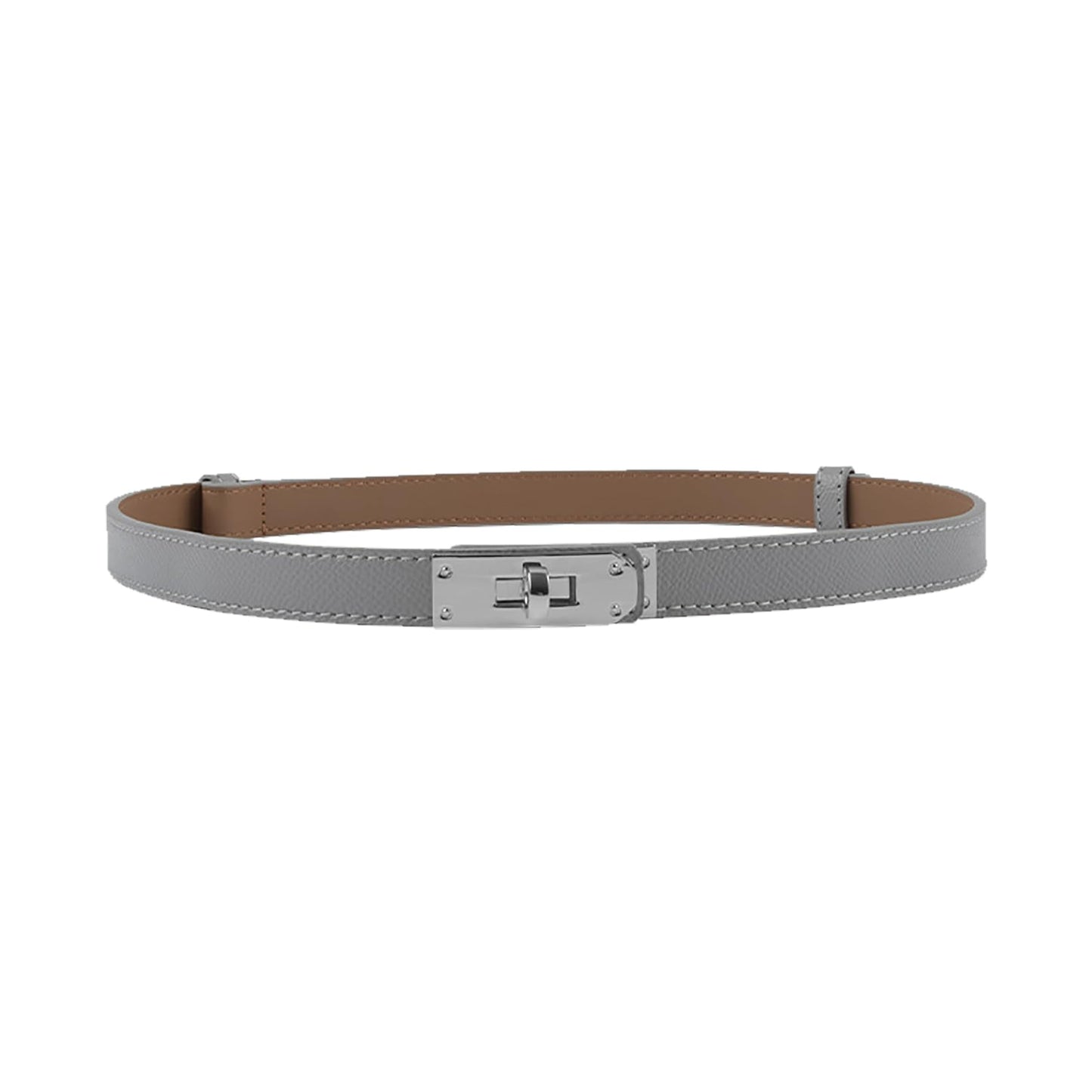 HOTANHAISHUILV Women's Skinny Leather Belt with Adjustable Golden Turn-Lock Buckle - Ideal for Dresses, Jeans, and Coats