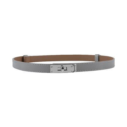 HOTANHAISHUILV Women's Skinny Leather Belt with Adjustable Golden Turn-Lock Buckle - Ideal for Dresses, Jeans, and Coats