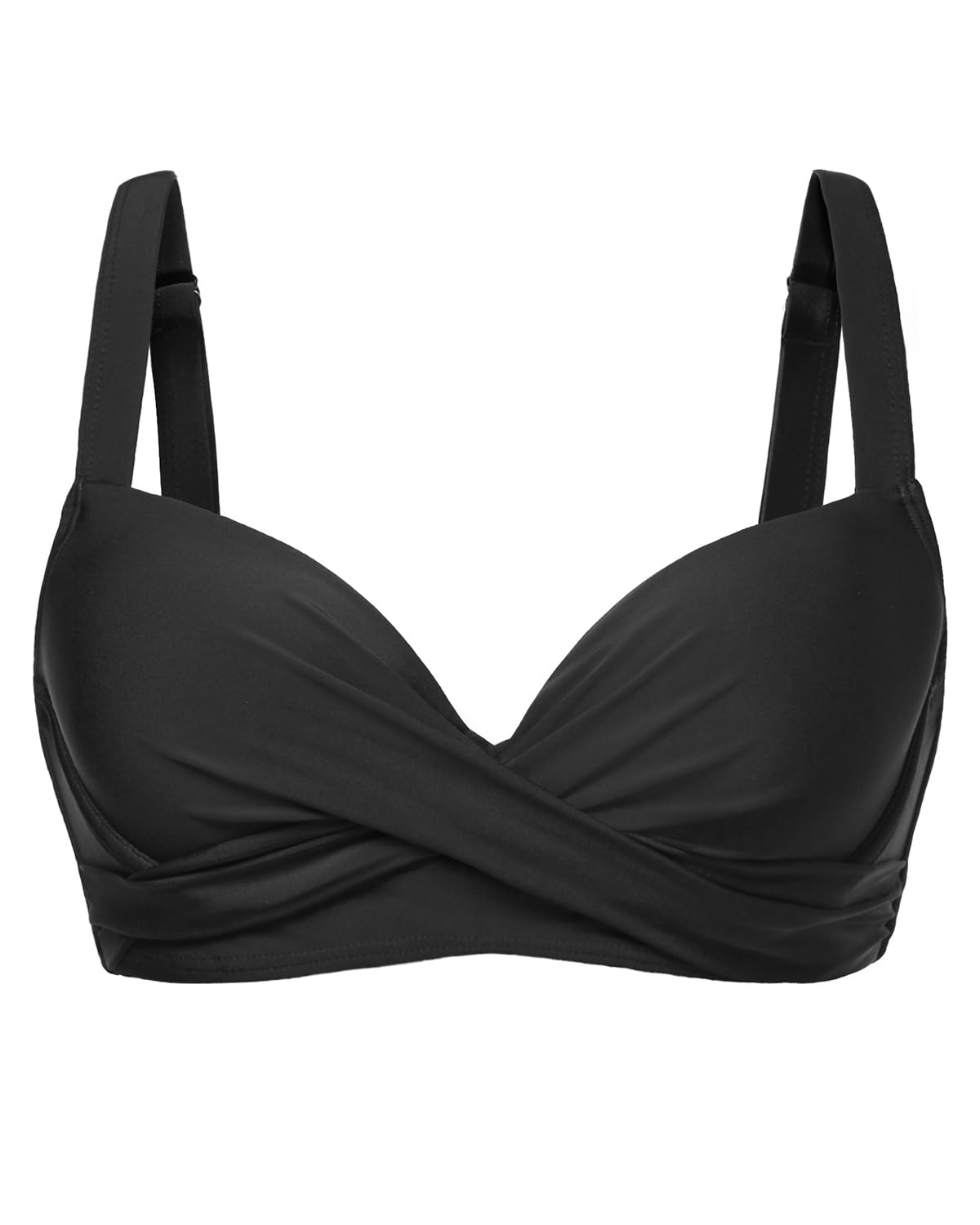 HOTWomen Underwire Bikini Top - Bra Padded Push Up Swimsuit Top | Twist Front Design, Wide Adjustable Straps,Unremovable Cups for Fixed Lift,Full Lining,3-gear Adjustable Hook Closure
