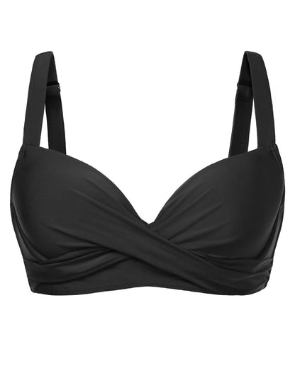 HOTWomen Underwire Bikini Top - Bra Padded Push Up Swimsuit Top | Twist Front Design, Wide Adjustable Straps,Unremovable Cups for Fixed Lift,Full Lining,3-gear Adjustable Hook Closure
