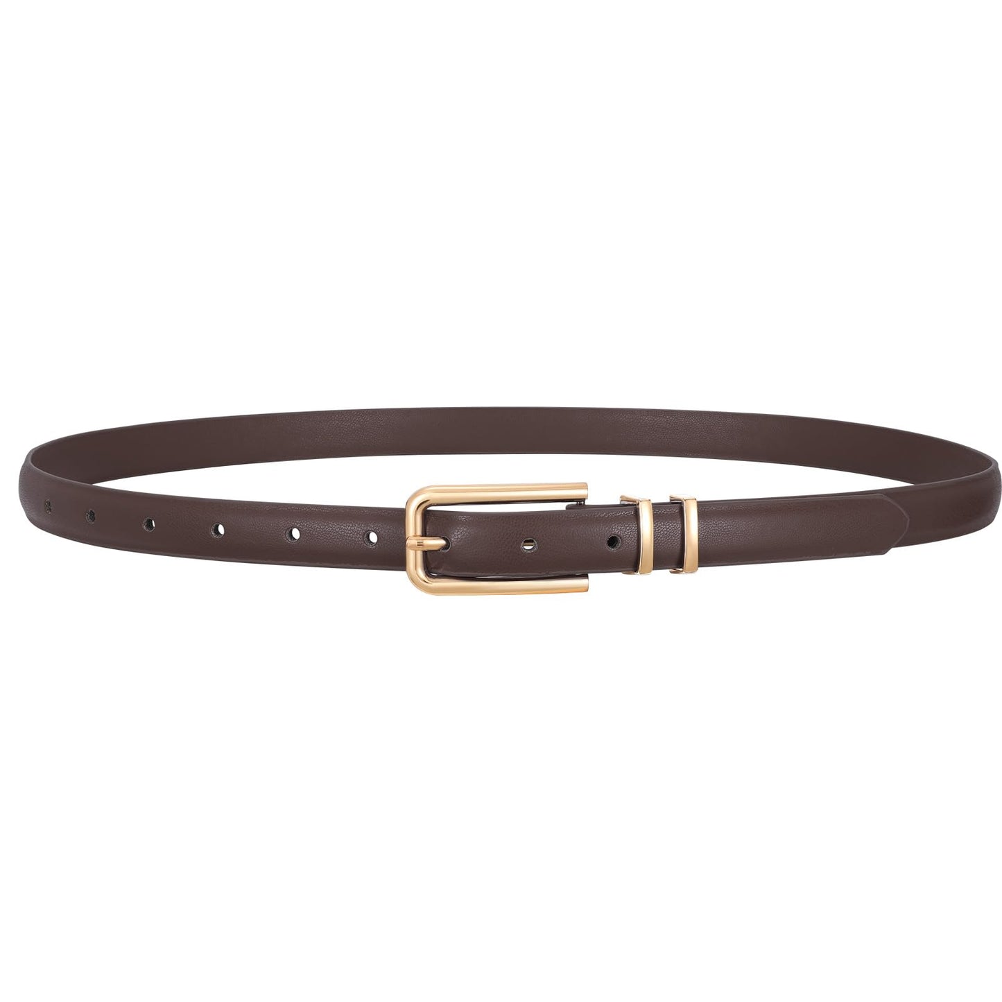 HOTVONMELLI Women Skinny Leather Belt Thin Waist Belt for Women Jeans Dress Fashion Ladies Belt with Gold Buckle