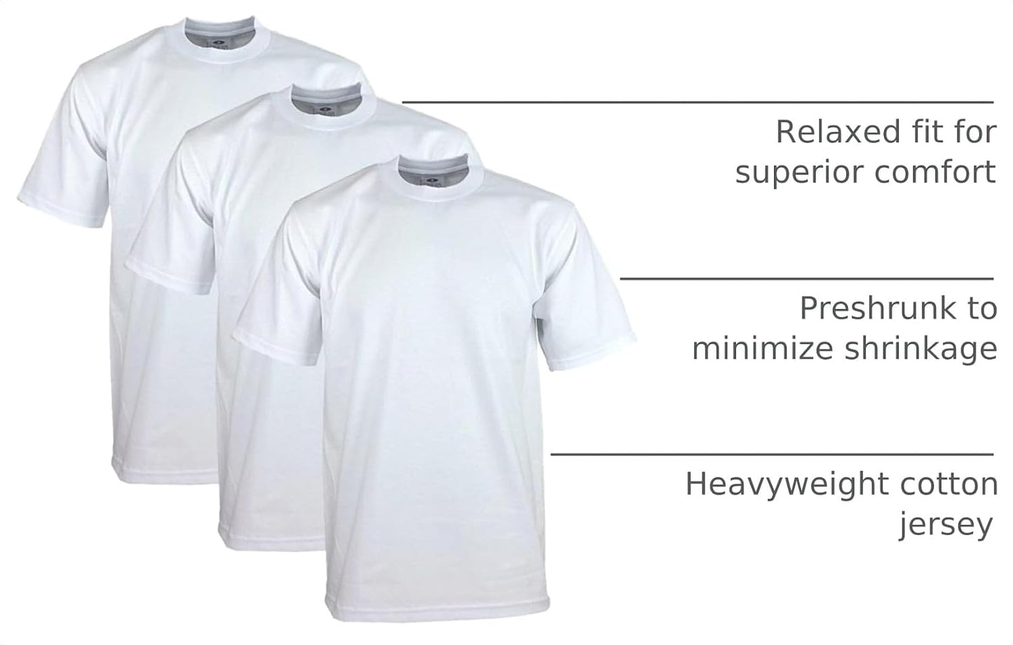 HOTPro Club Men's 3-Pack Heavyweight Cotton Short Sleeve Crew Neck T-Shirt