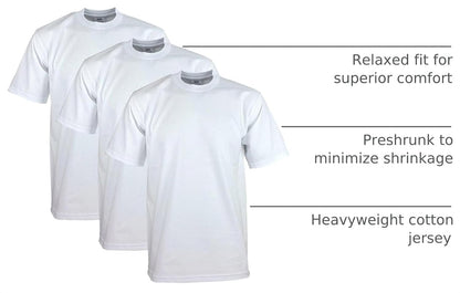 HOTPro Club Men's 3-Pack Heavyweight Cotton Short Sleeve Crew Neck T-Shirt