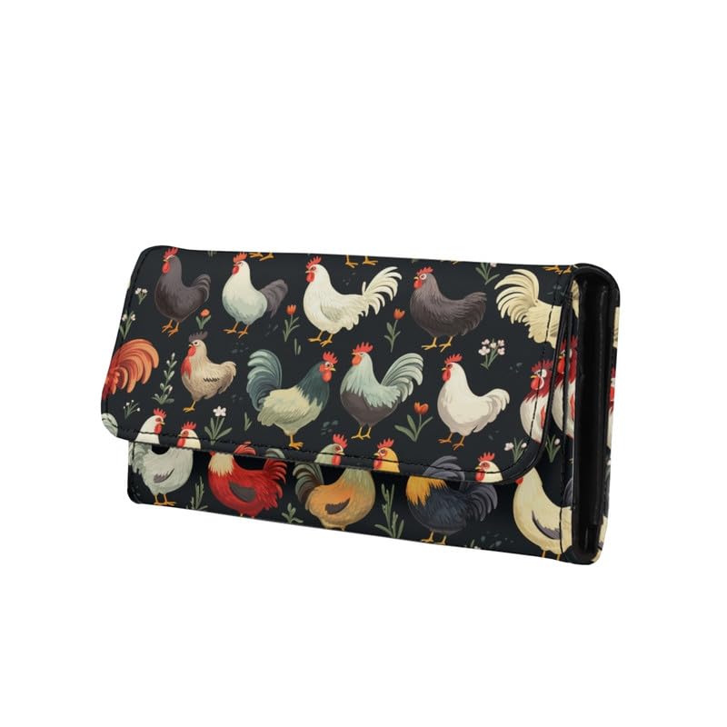 HOTLotus Mandala Women PU Leather Tri-fold Wallets Black And White Sketch Flower Zipper Pocket Buckle Money Manager Starry Sky Tall Billfold Secretary Cash Wallet