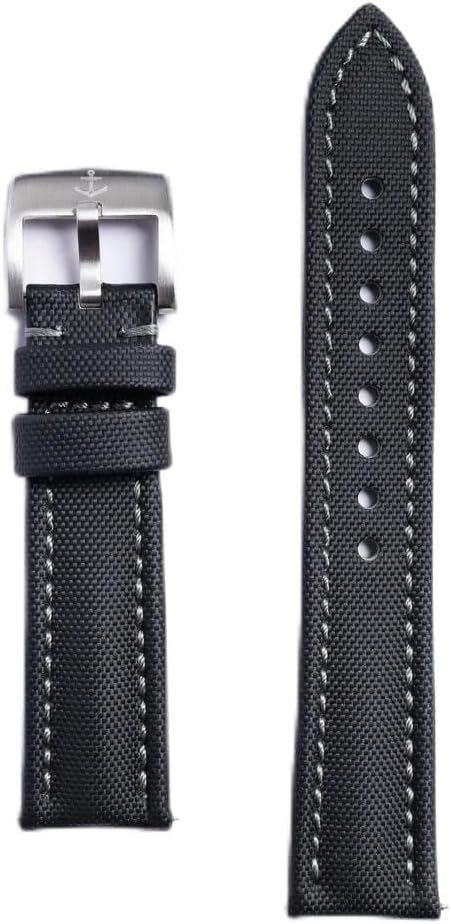 HOTAnchor Strap Co | Classic Sailcloth Watch Strap | Marine-Grade Outer + Caoutchouc Rubber Lining | Water-Resistant | Brushed 316L Stainless Steel Buckle | Fits 6.25–8.25in Wrists