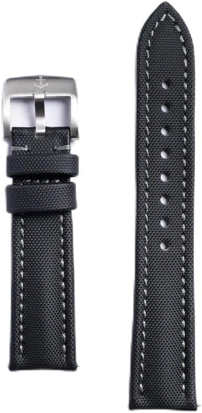 HOTAnchor Strap Co | Classic Sailcloth Watch Strap | Marine-Grade Outer + Caoutchouc Rubber Lining | Water-Resistant | Brushed 316L Stainless Steel Buckle | Fits 6.25–8.25in Wrists