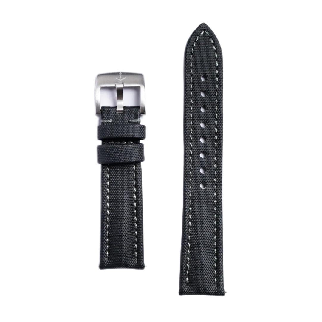 HOTAnchor Strap Co | Classic Sailcloth Watch Strap | Marine-Grade Outer + Caoutchouc Rubber Lining | Water-Resistant | Brushed 316L Stainless Steel Buckle | Fits 6.25–8.25in Wrists