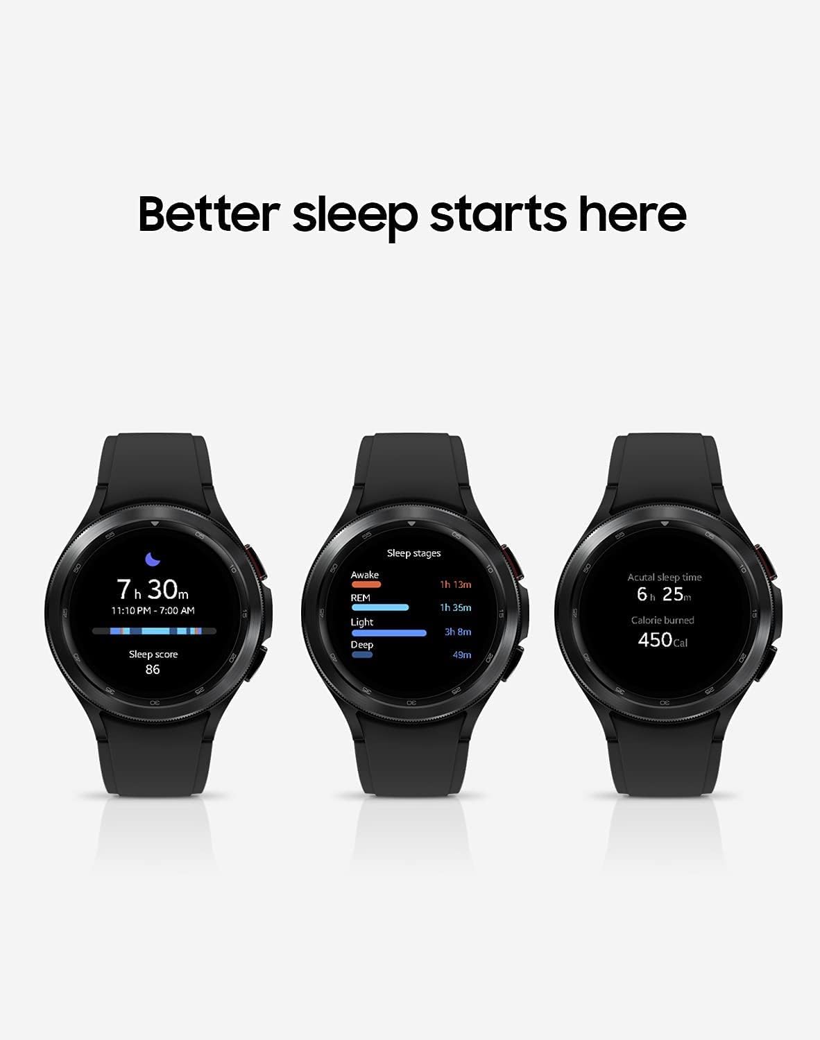 HOTSamsung Electronics Galaxy Watch 4 Classic 46mm Smartwatch with ECG Monitor Tracker for Health Fitness Running Sleep Cycles GPS Fall Detection Bluetooth US Version, Black (Renewed)