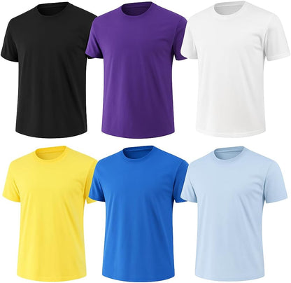 HOT6-Pack Bulk Men’s T-Shirts – Soft Pre-Shrunk Premium Cotton, Short Sleeves, Reinforced Collar, Crew Neck, Casual Fit