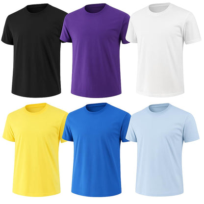 HOT6-Pack Bulk Men’s T-Shirts – Soft Pre-Shrunk Premium Cotton, Short Sleeves, Reinforced Collar, Crew Neck, Casual Fit