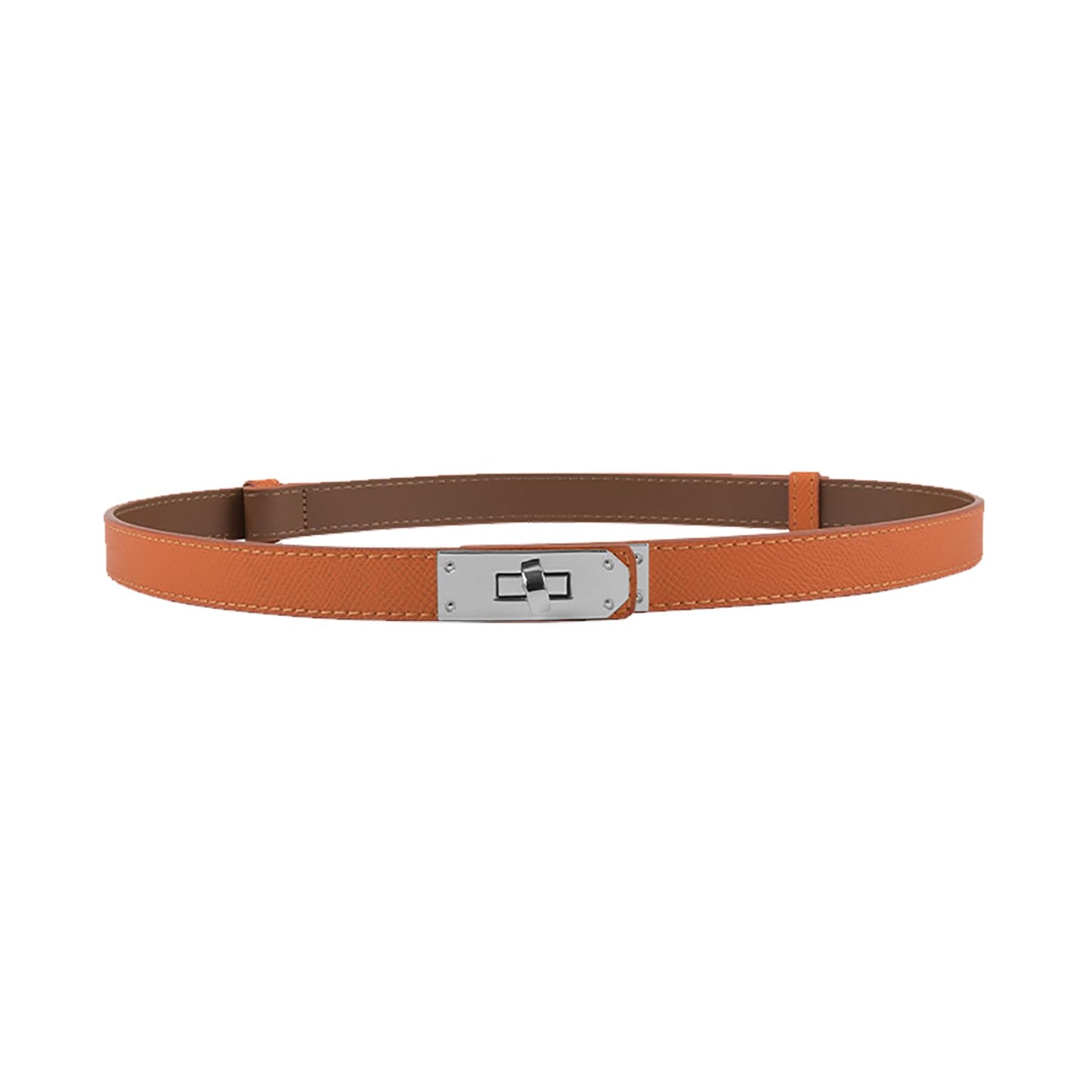 HOTANHAISHUILV Women's Skinny Leather Belt with Adjustable Golden Turn-Lock Buckle - Ideal for Dresses, Jeans, and Coats
