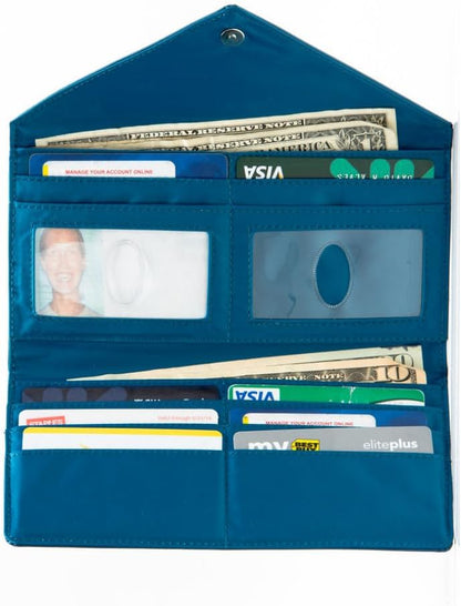 HOTBig Skinny Women's Slimvelope Leather Tri-Fold Checkbook Slim Wallet, Holds Up to 40 Cards