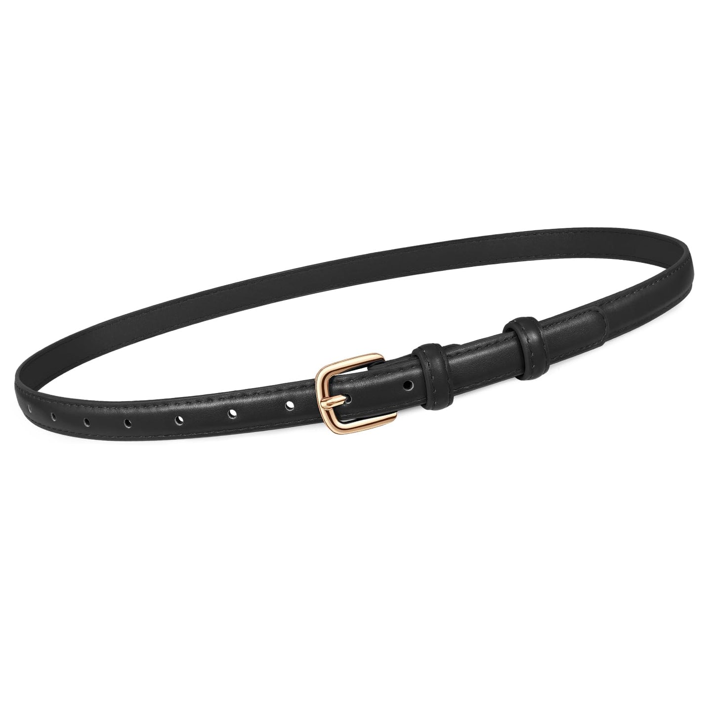 HOTJASGOOD Women Skinny Faux Leather Belt Thin Waist Belt for Women Jeans Dress Fashion Ladies Belt with Gold Buckle,21 Colors