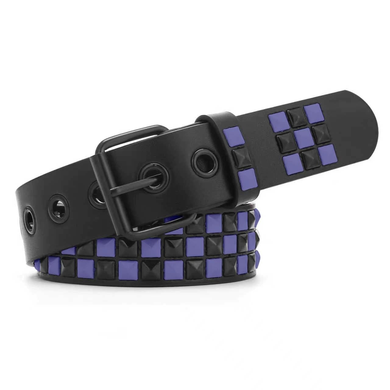 HOTStudded Belt, Metal Punk Rock Rivet Belt with Bright Pyramid Studded for Women Men