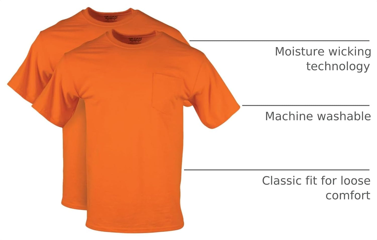 HOTGildan Unisex Adult DryBlend Workwear T-Shirts with Pocket, 2-Pack