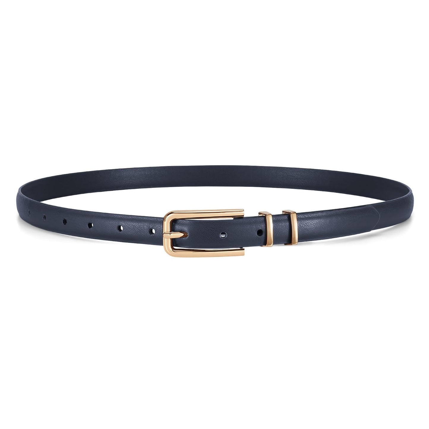 HOTJASGOOD Women's Skinny PU Leather Belt Thin Waist Belt with Gold Buckle for Jeans Pants Dresses 0.7