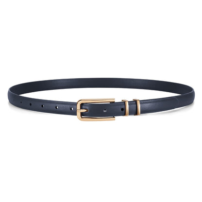 HOTJASGOOD Women's Skinny PU Leather Belt Thin Waist Belt with Gold Buckle for Jeans Pants Dresses 0.7
