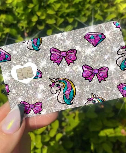 HOTExotixCard The Original Reflective Sticker Ultra Bling Debit - Credit Card Shiny Skin Removable Cover Especially Bright Back Information Card Cover Silver Heart ExotixLuv Luxury (Bow Pink Hot)