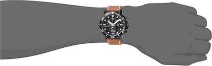 HOTTissot Mens Seastar 1000 Chronograph 316L Stainless Steel case with Black PVD Coating Quartz Watch, Beige, Leather, 22 (T1204173605100)